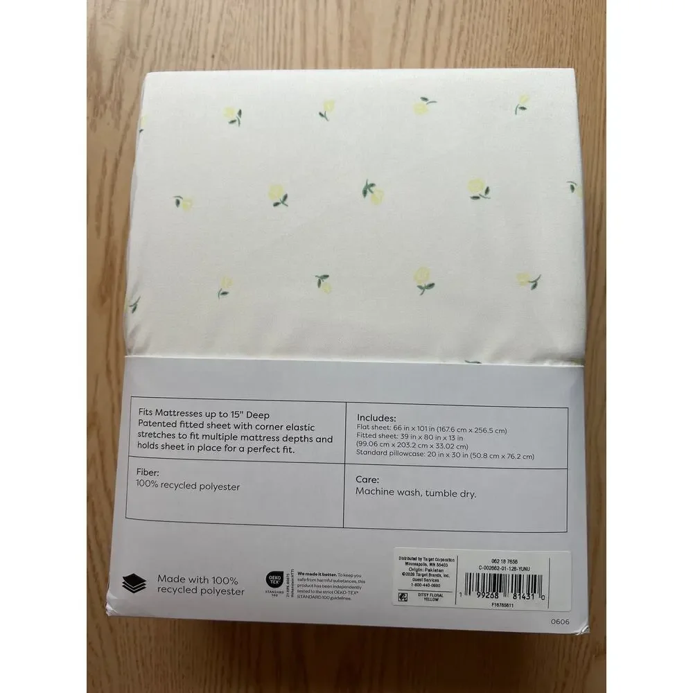 New Room Essentials 3pc Ditsy Floral 💐Yellow Twin/Twin XL Microfiber Sheet Set